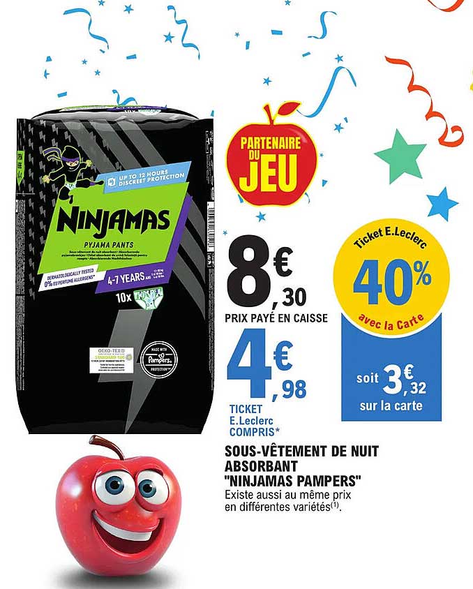 sous-vêtement de nuit absorbant "ninjamas pampers"
