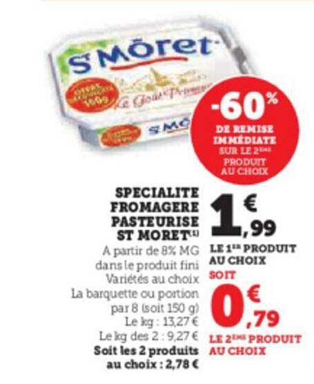 spécialité fromagère pasteurisé st môret