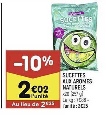 sucettes aux arômes naturels