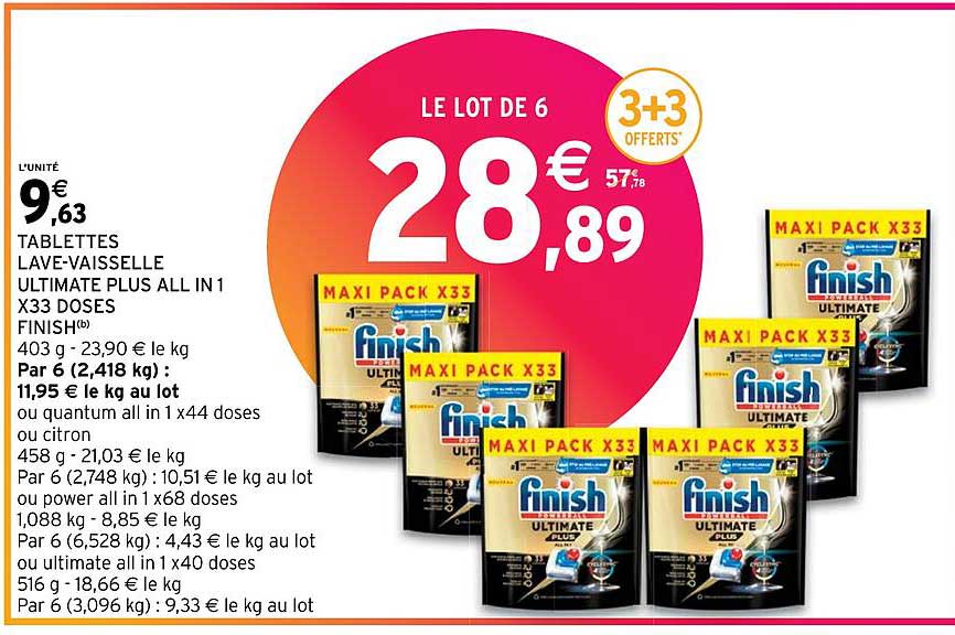 tablettes lave-vaisselle ultimate plus all in 1 x33 doses finish