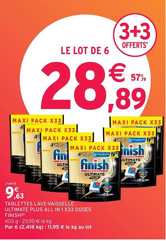 Tablettes Lave-vaisselle Ultimate Plus All In 1 X33 Doses Finish