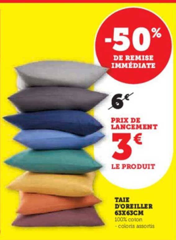 taie d'oreiller 63 x 63 cm