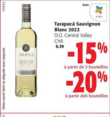 tarapacá sauvignon blanc 2022 d.o. central valley chili
