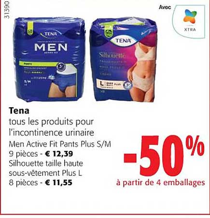 tena tous les produits pour l'incontinence urinaire men active fit pants plus