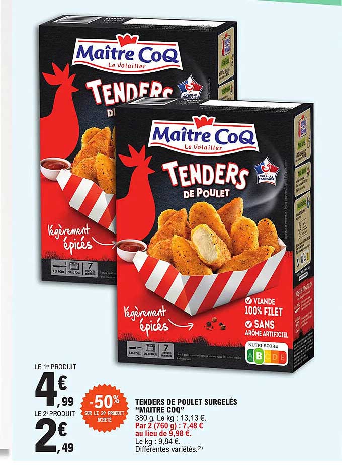 tenders de poulet surgelés "maître coq"