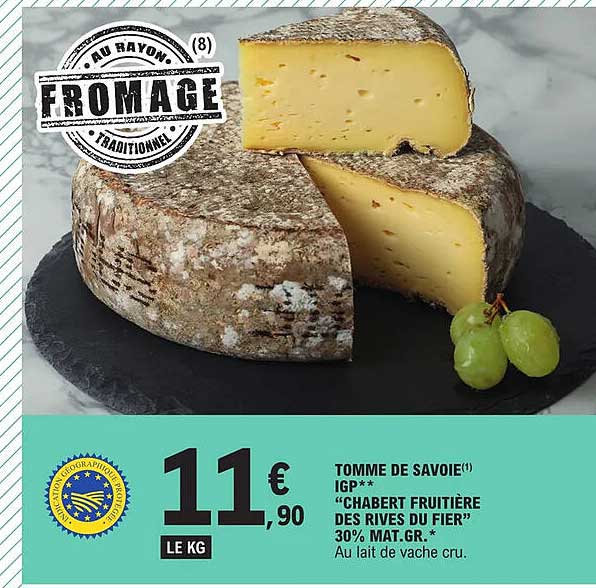 tomme de savoie igp "chabert fruitière des rives du fier" 30% mat.gr.