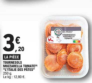 tournesols mozzarella tomate "l'italie des pâtes"