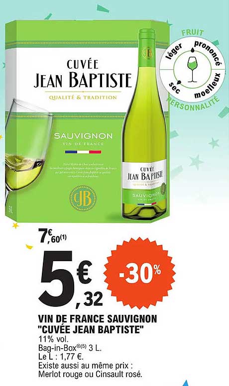 vin de france sauvignon "cuvée jean baptiste"