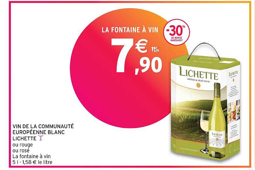 vin de la communauté européenne blanc lichette ou rouge ou rosé la fontaine à vin