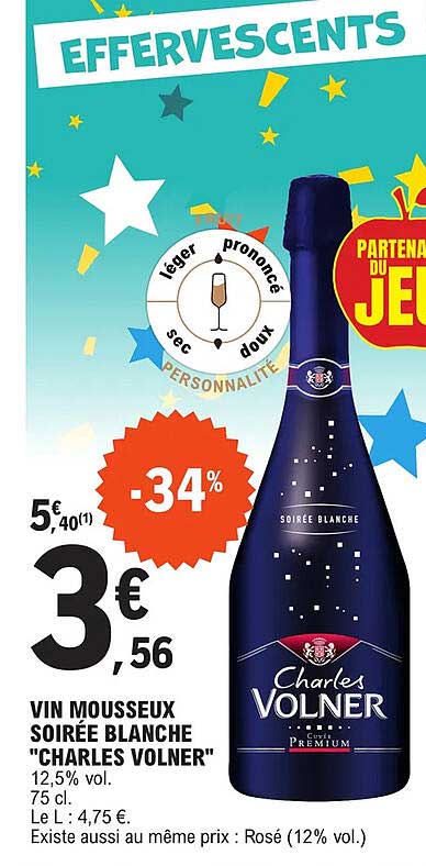 vin mousseux soirée blanche "charles volner"