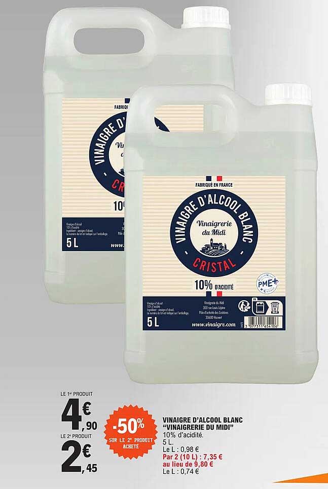 vinaigre d'alcool blanc "vinaigrerie du midi"