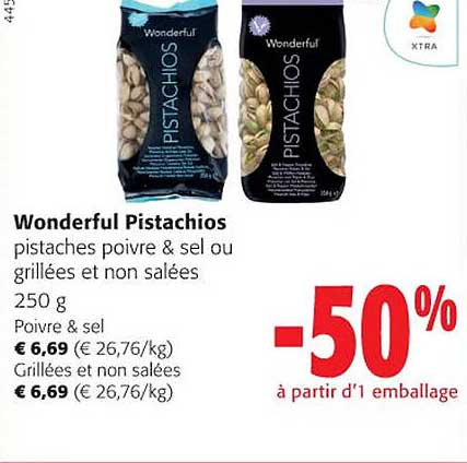 wonderful pistachios pistaches poivre & sel ou grillées et non salées