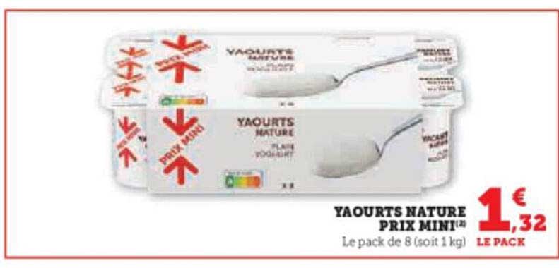 yaourts nature prix mini
