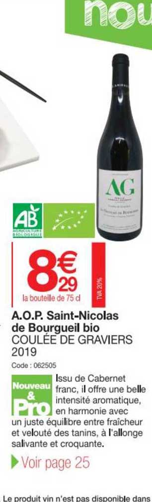 a.o.p. saint-nicolas de bourgueil bio coulée de graviers 2019