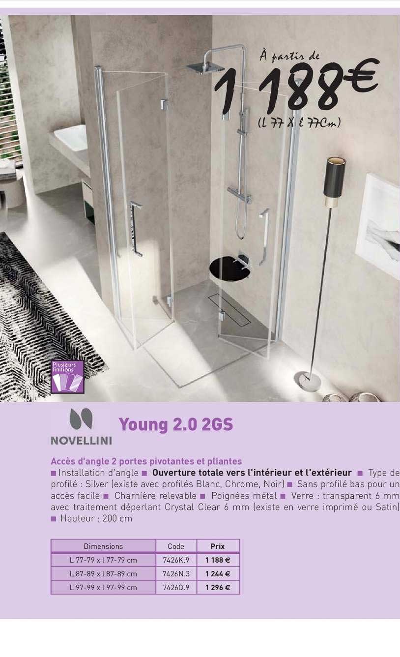 accès d'angle 2 portes pivotantes et pliantes young 2.0 2gs