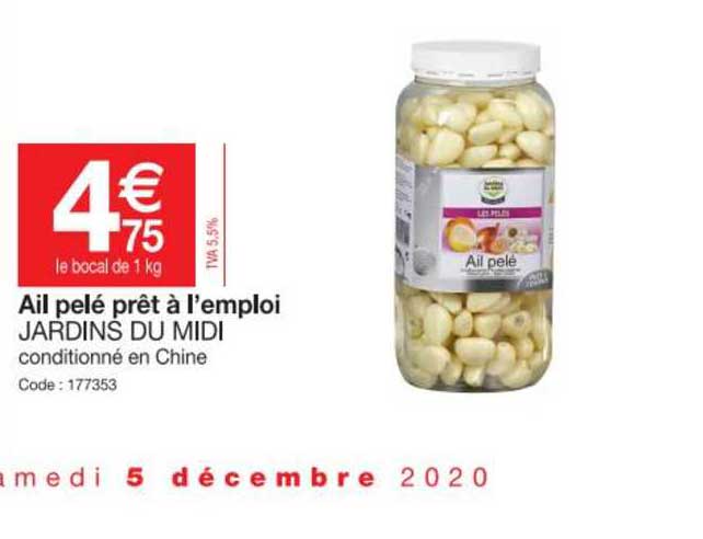 ail pelé prêt à l'emploi jardins du midi