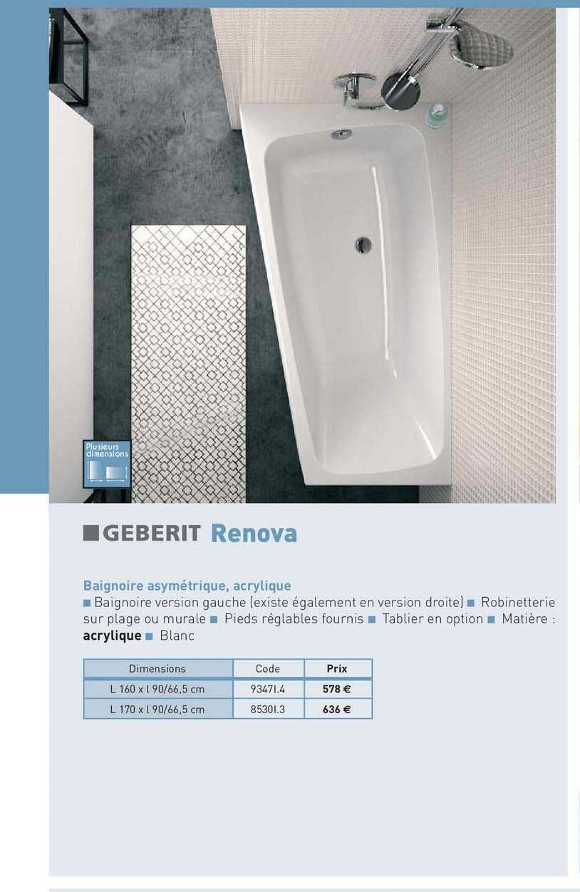 baignoire asymétrique, acrylique