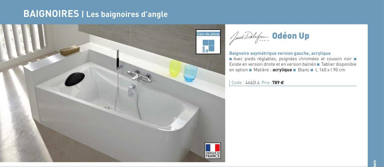 baignoire asymétrique version gauche, acrylique