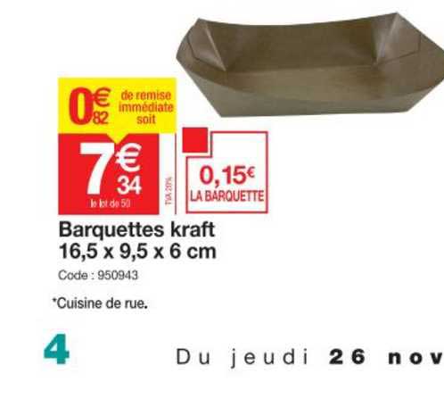Barquettes Kraft 16,5 X 9,5 X 6 Cm