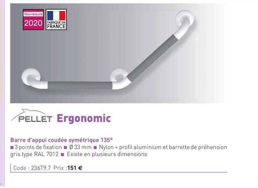 barre d'appui coudée symétrique 135° ergonomic