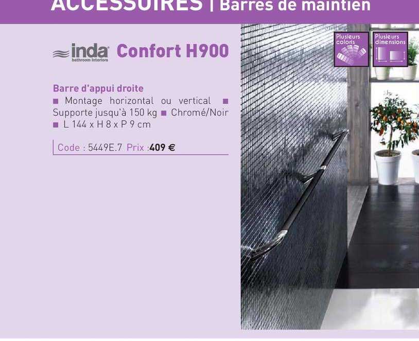 barre d'appui droite confort h900