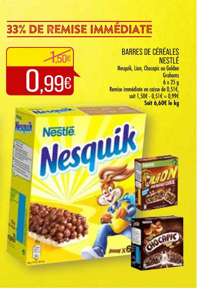Barres De Céréales Nestlé 30% De Remise Immédiate