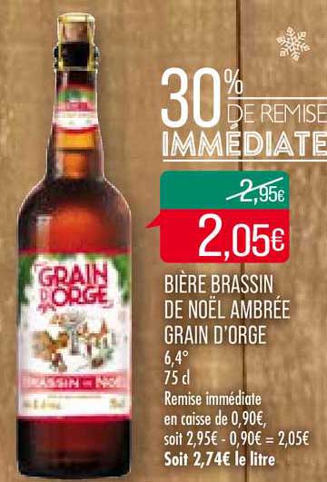 bière brassin de noël ambrée grain d'orge 30% de remise immédiate