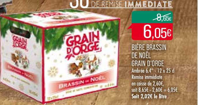 bière brassin de noêl grain d'orge 30% de remise immédiate