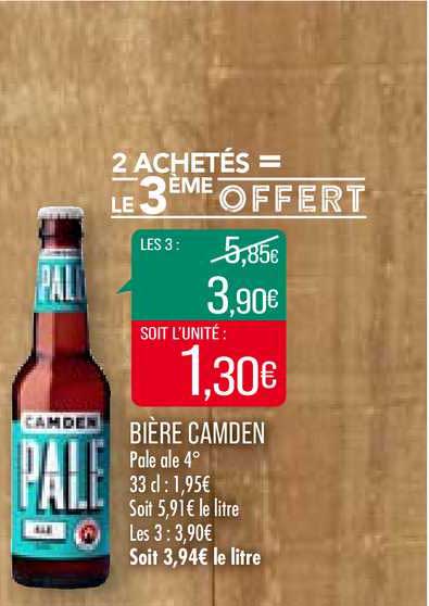 bière camden 2 achetés = le 3ème offert