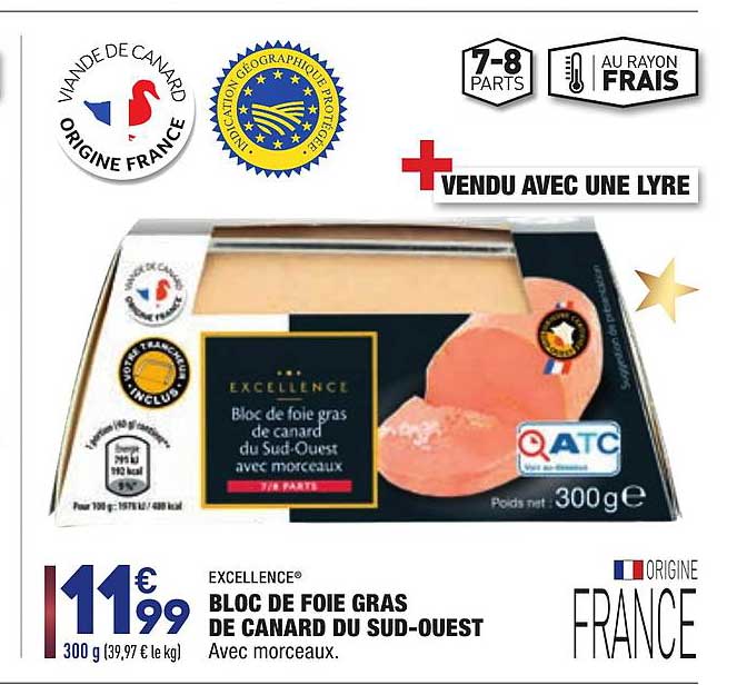bloc de foie gras de canard du sud ouest excellence