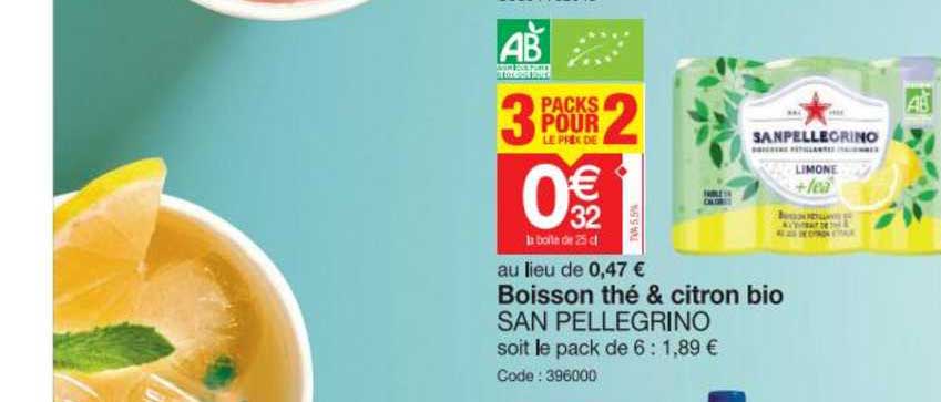 boisson thé & citron bio san pellegrino