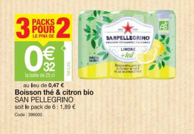 boisson thé & citron bio san pellegrino