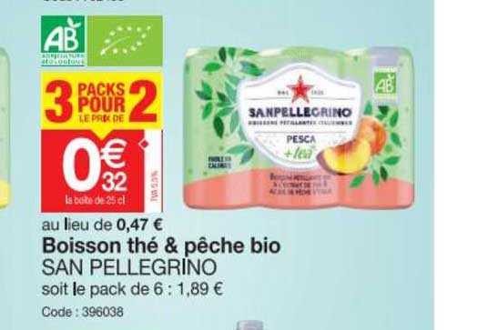 boisson thé & pêche bio san pellegrino