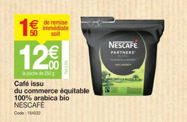 café issu du commerce équitable 100% arabica bio nescafé