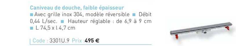 caniveau de douche, faible épaisseur