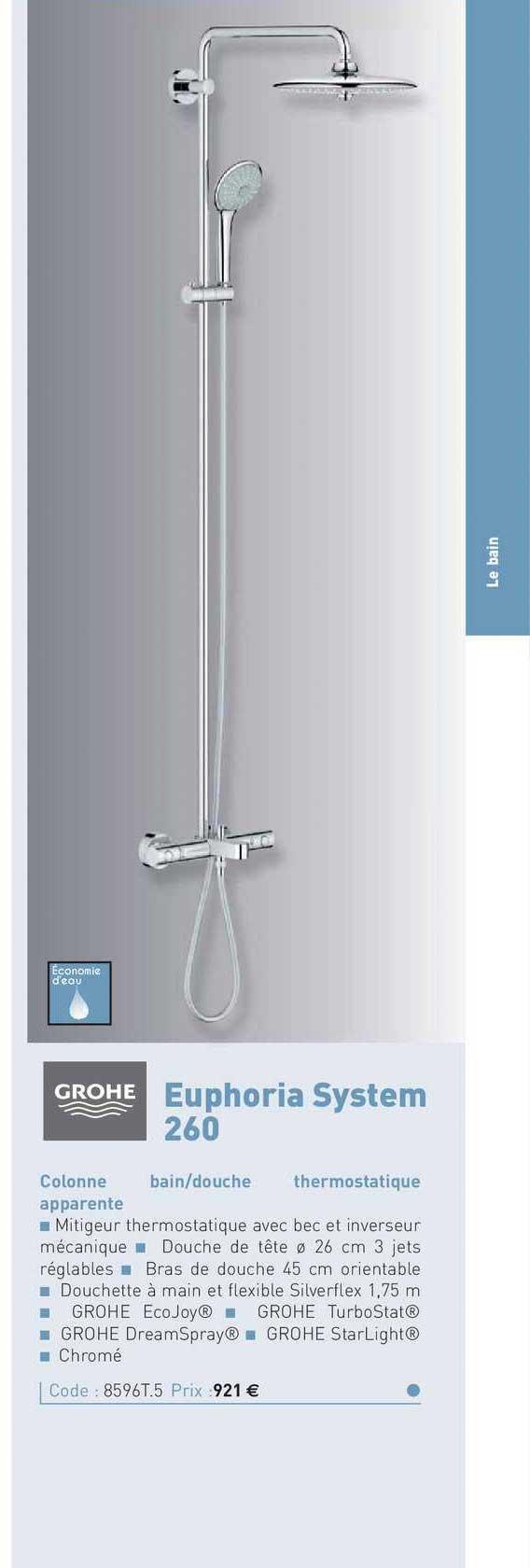 colonne bain-douche thermostatique apparente
