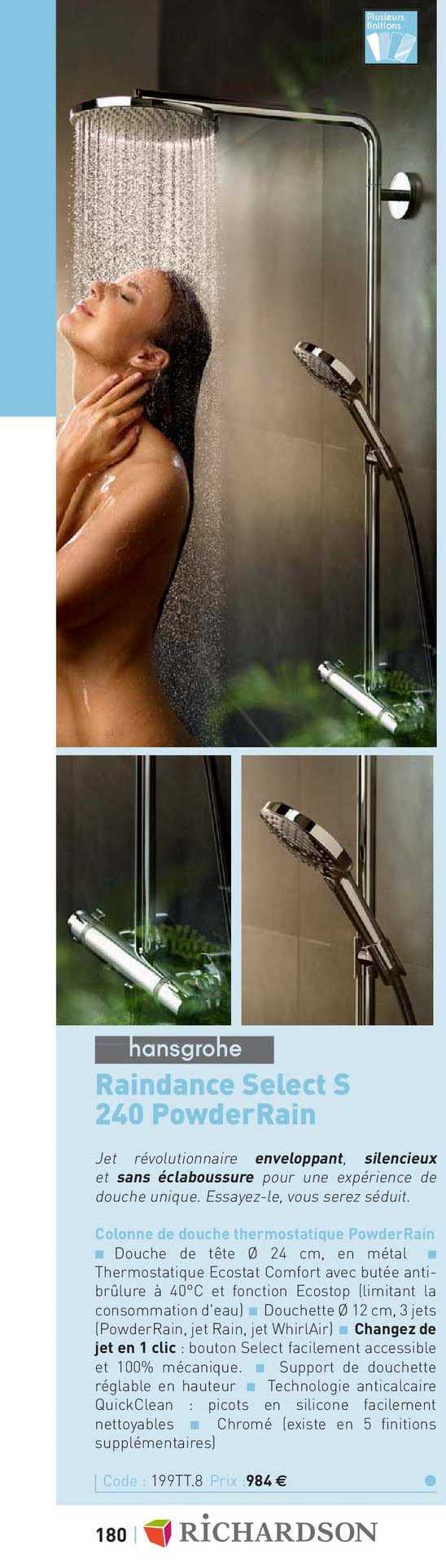 colonne de douche thermostatique powder rain