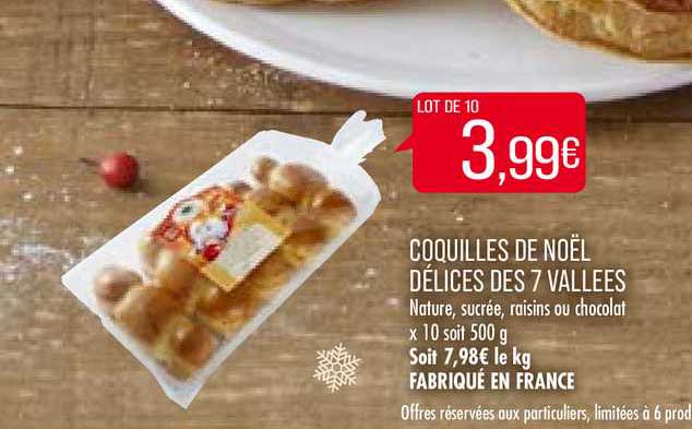 coquilles de noël délices des 7 vallées