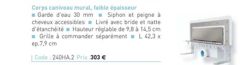 corps caniveau mural, faible épaisseur