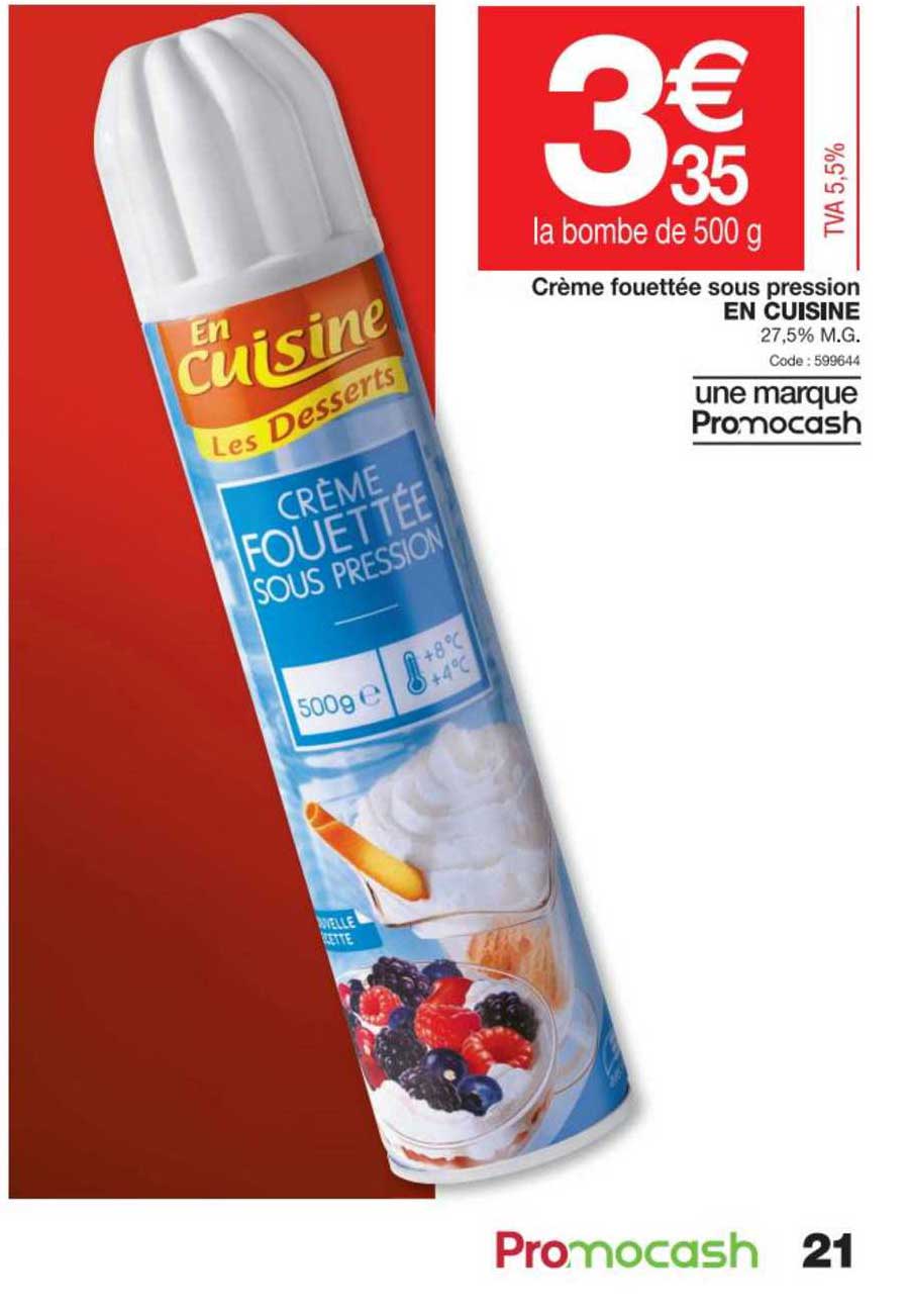 crème fouettée sous pression en cuisine