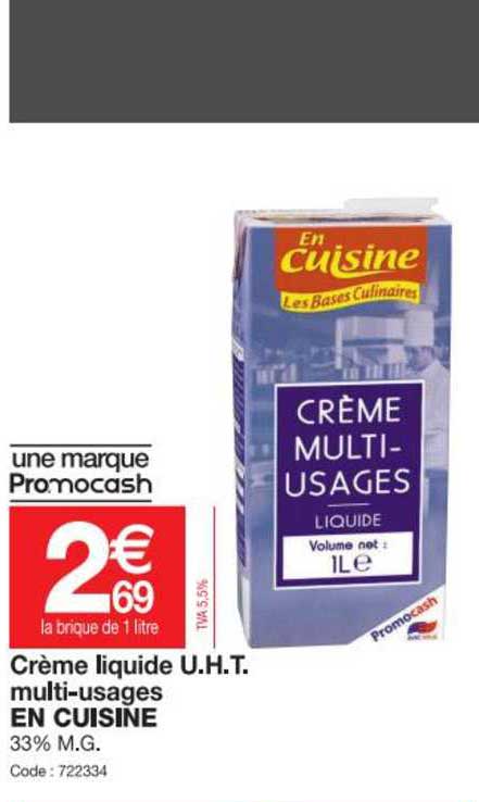 crème liquide u.h.t. multi-usages en cuisine