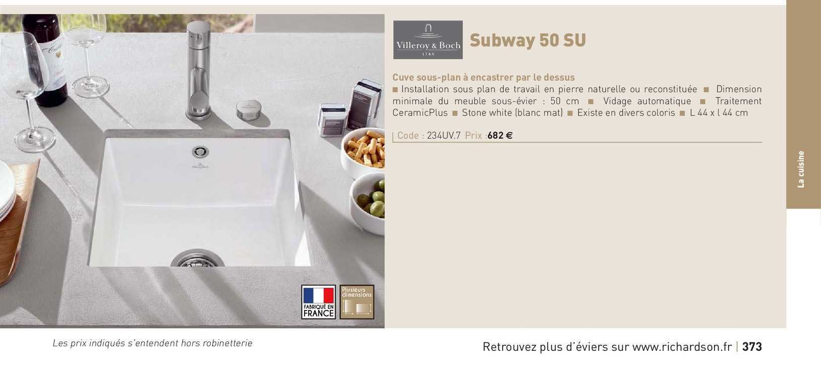 cuve sous plan à encastrer par le dessus subway 50 su