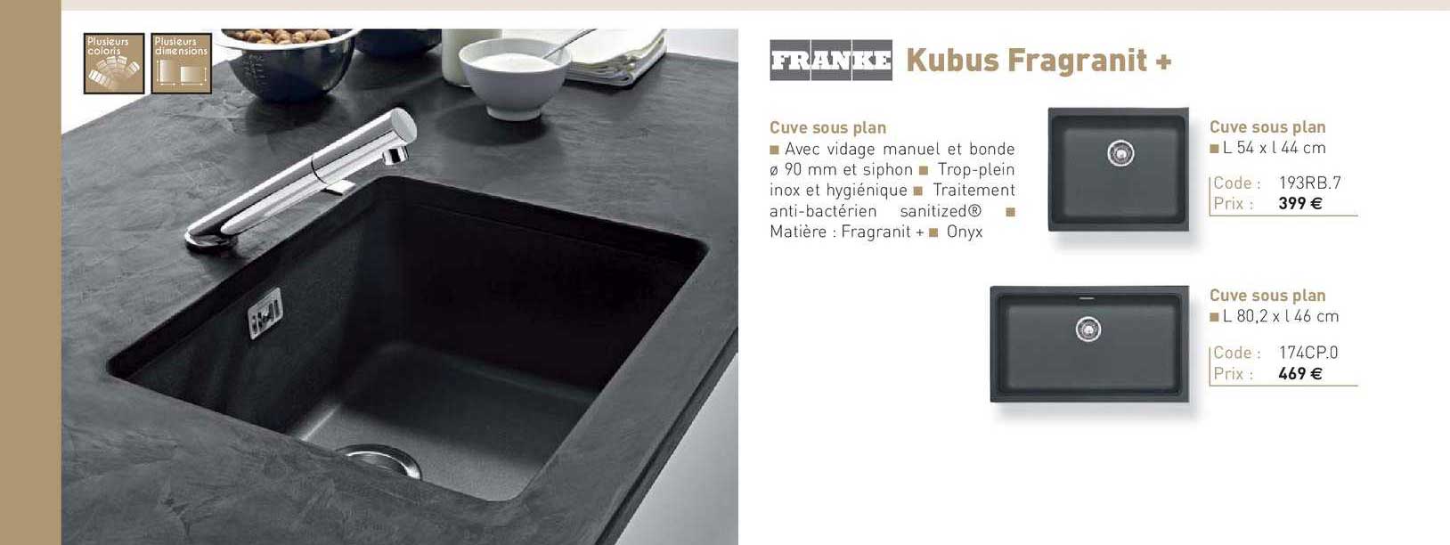 cuve sous plan kubus fragranit +