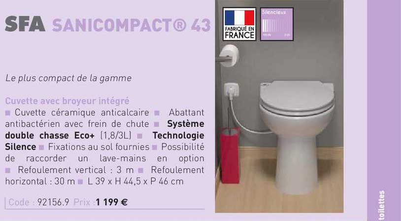 cuvette avec broyeur intégré sanicompact 43