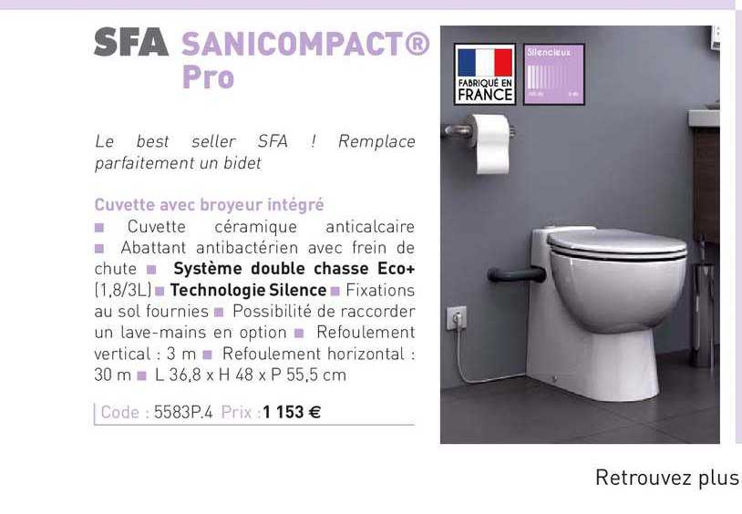 cuvette avec broyeur intégré sanicompact pro