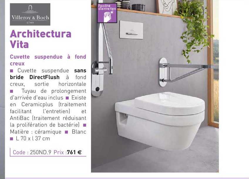 cuvette suspendu à fond creux architectura vita