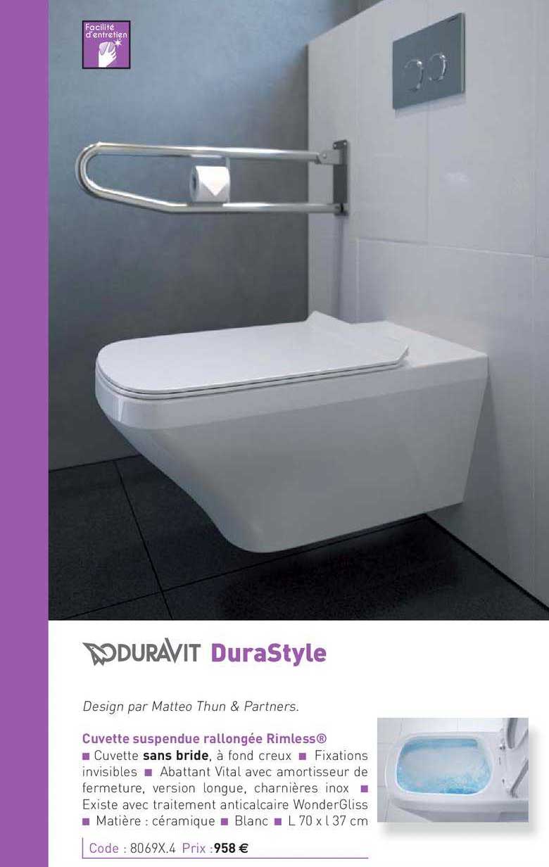 cuvette suspendue rallongée rimless durastyle