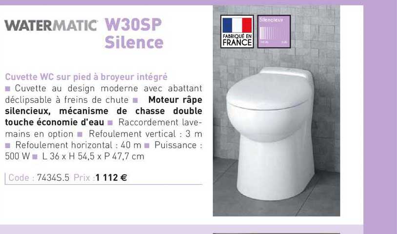 cuvette wc sur pied à broyeur intégré w30sp silence