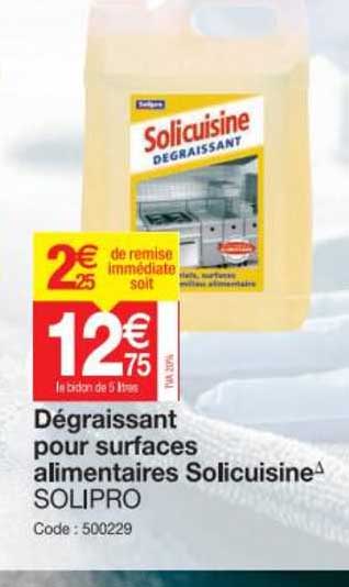 dégraissant pour surfaces alimentaires solicuisine solipro