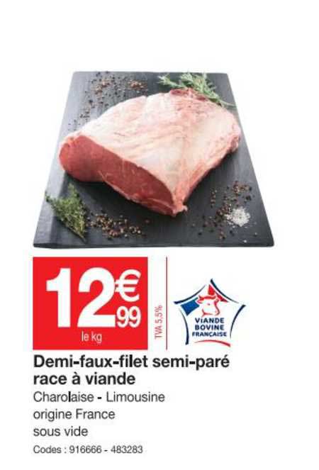 demi faux filet semi paré race à viande